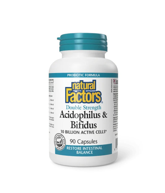Natural Factors Acidophilus & Bifidus Double Strength 10 Billion Active Cells