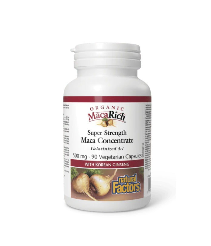 Natural Factors Organic MacaRich Super Strength Maca Concentrate 500 mg  90 Capsules
